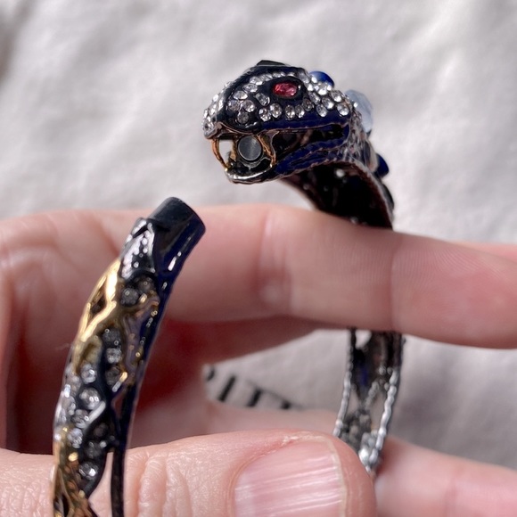 Alexis Bittar- Rock Chic- Figural Snake Hinged Cuff w Magnetic